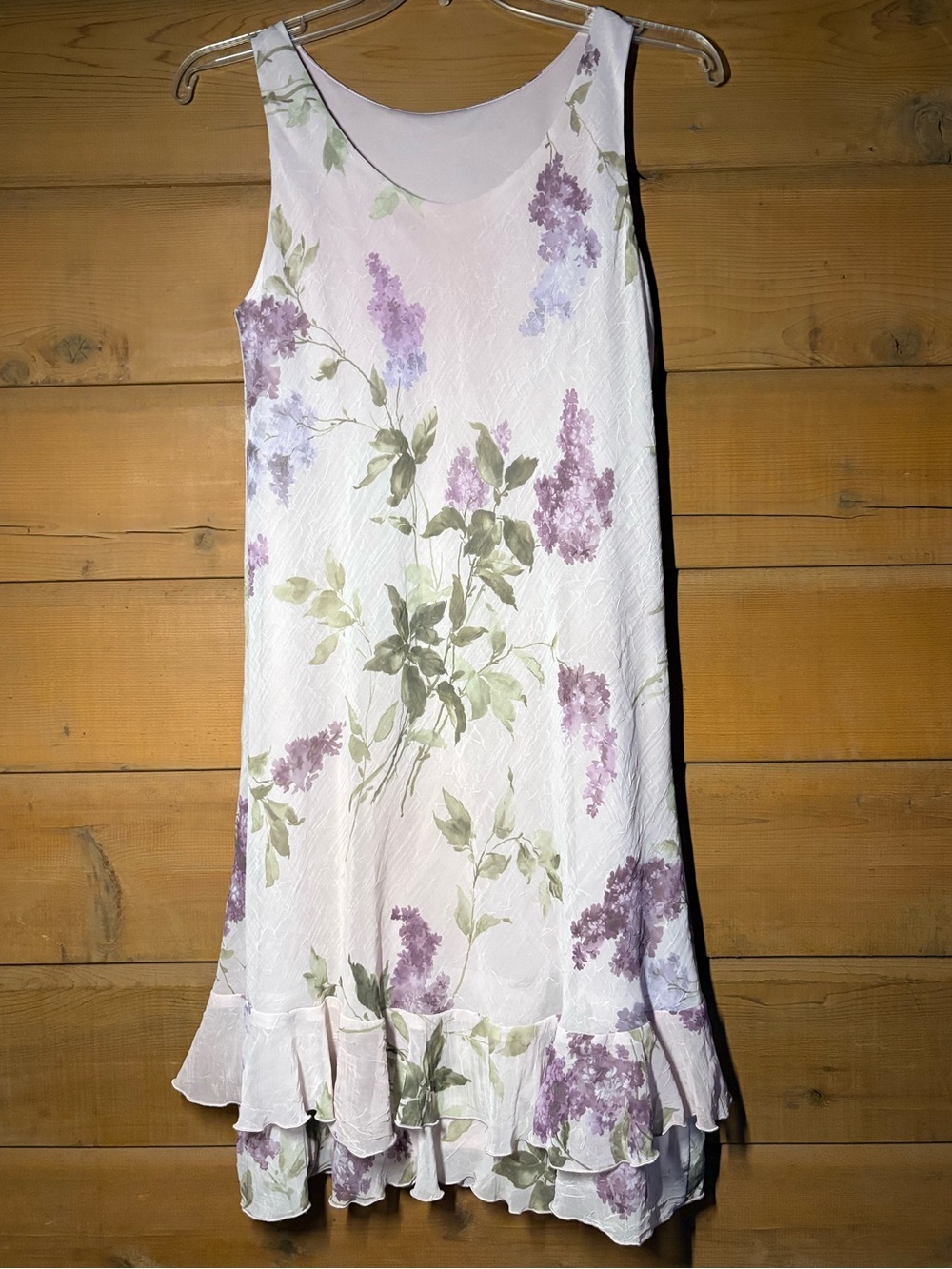 Vintage 90s Light Purple Floral Dress Grunge Fairy Ruffles Midi Lavender